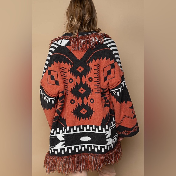 #078 👻 Last 2! POL D9 Aztec tribal pattern sweater cardigan - Picture 5 of 5